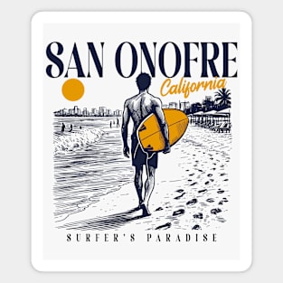 Vintage Surfing San Onofre, California // Retro Surfer Sketch // Surfer's Paradise Magnet